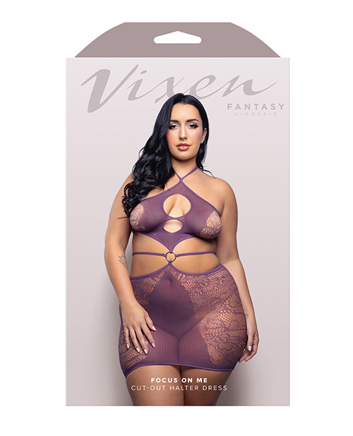 Thumbnail for Vixen Focus On Me Halter Dress w/Key Ring Details - Purple QN