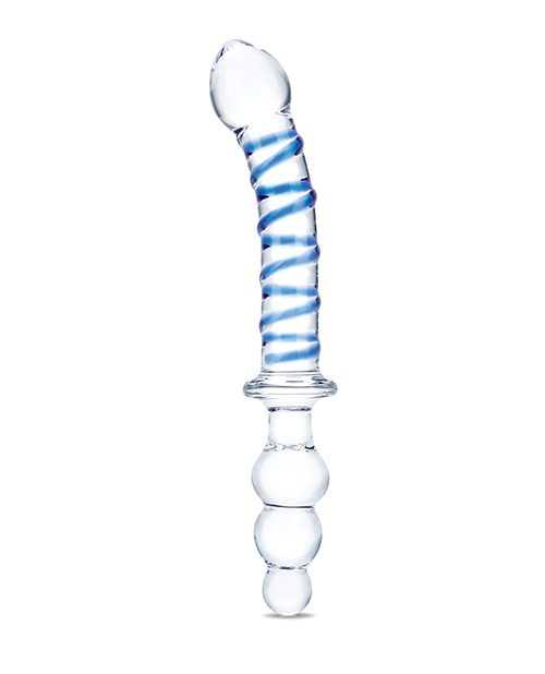 Thumbnail for Glas 10&quot; Twister Dual Ended Dildo - Blue