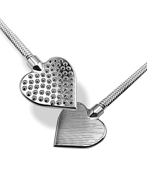 Thumbnail for Nixie Flaming Heart Riding Crop - Silver