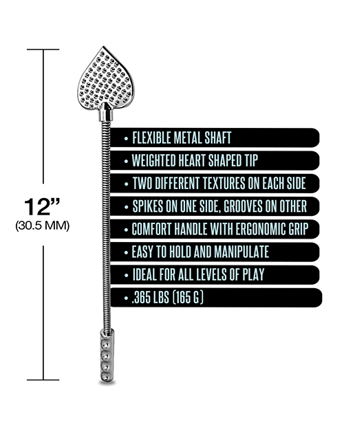 Thumbnail for Nixie Flaming Heart Riding Crop - Silver