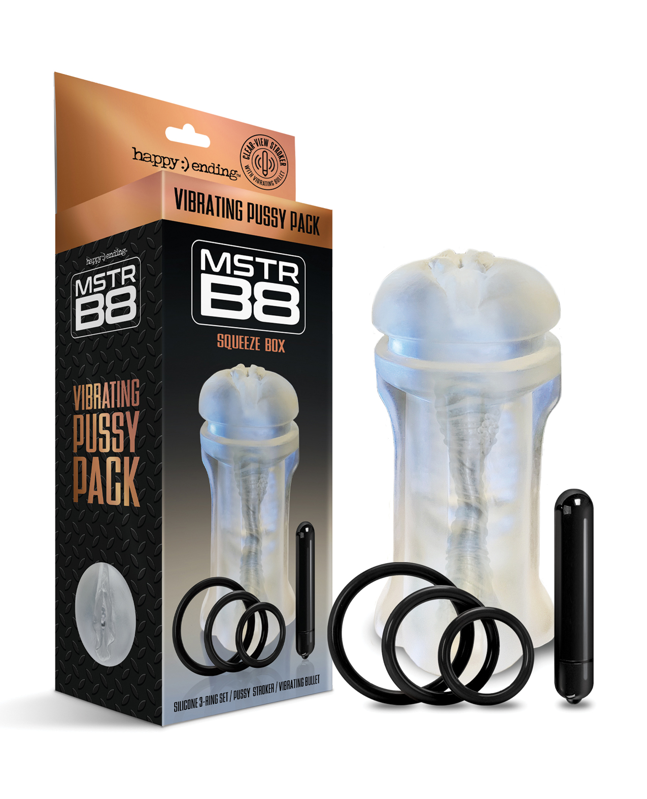Thumbnail for MSTR B8 Squeeze Box Vibrating Pussy Pack - Kit of 5 Clear