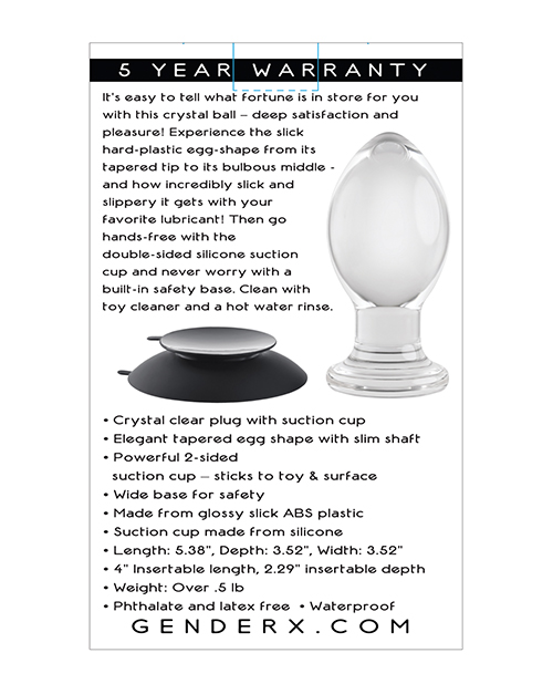 Thumbnail for Gender X Crystal Ball Plug w/Suction Cup - Clear