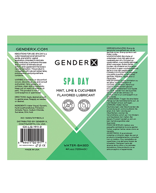 Thumbnail for Gender X Flavored Lube - 4 oz Spa Day