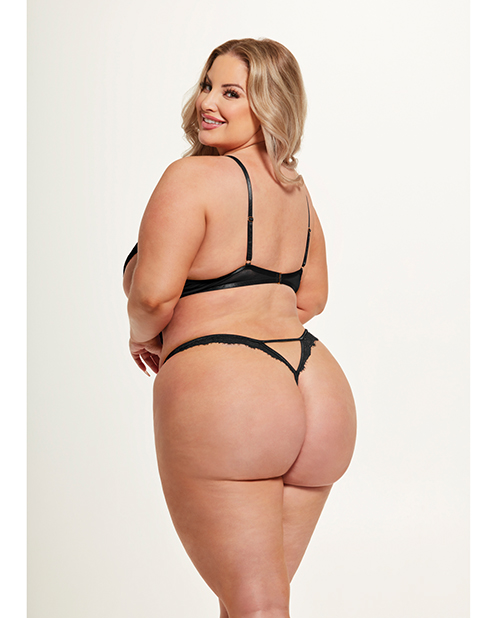 Thumbnail for Nadia Lace & Mesh Cutout Teddy - Black 1X/2X