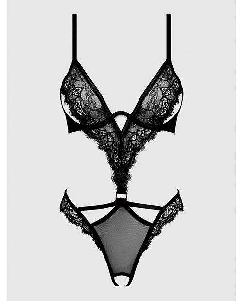 Thumbnail for Nadia Lace &amp; Mesh Cutout Teddy - Black XL