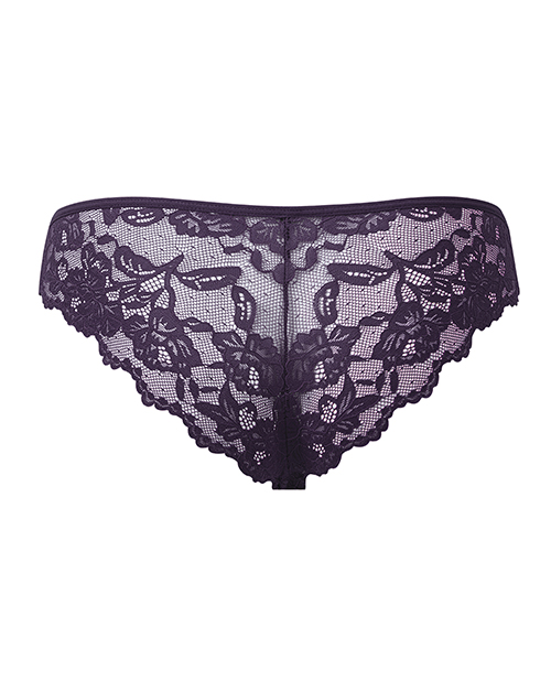 Thumbnail for Bella Lace Up Tanga Panty w/Jewel Detail - Purple XL