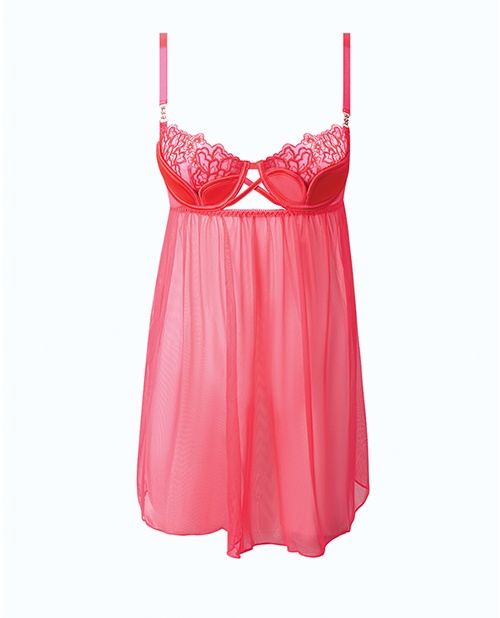 Thumbnail for Eden Mesh Chemise Mini Dress w/Keyhole Cutout Details - Coral 3X/4X