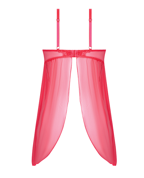 Thumbnail for Eden Mesh Chemise Mini Dress w/Keyhole Cutout Details - Coral 3X/4X