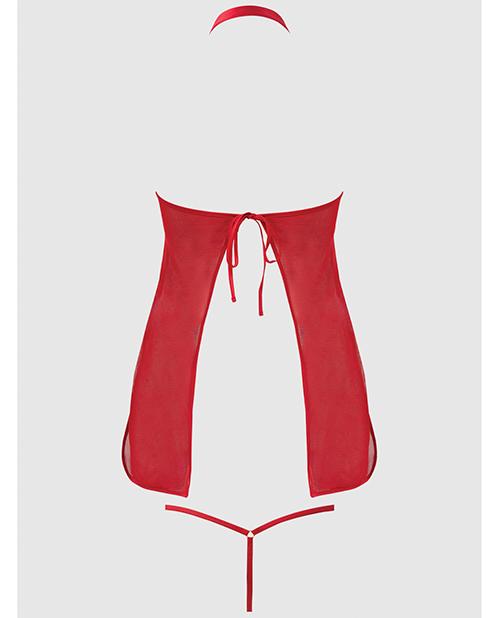 Thumbnail for Dragon Mesh & Applique Chemise w/G-String 2 pc Set - Red 1X/2X