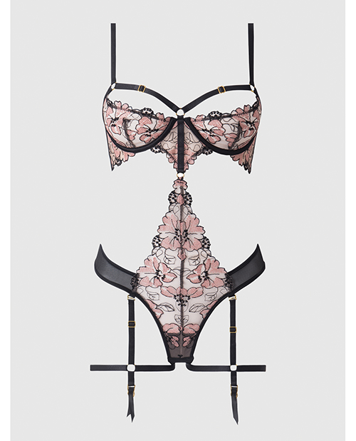 Thumbnail for Nova Lace Teddy w/Garters - Black 3X/4X
