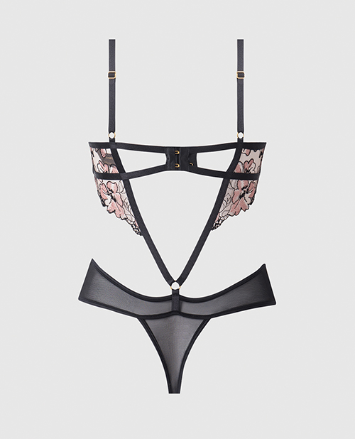 Thumbnail for Nova Lace Teddy w/Garters - Black MD
