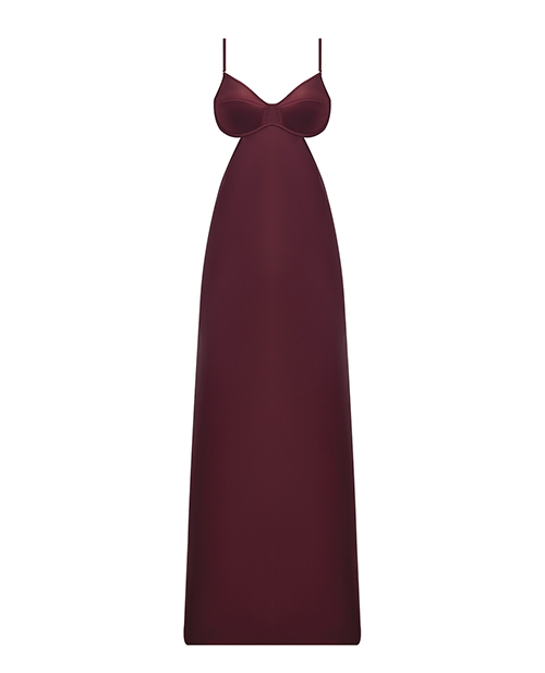 Thumbnail for Brigeta Satin Cut Out Long Dress - Burgundy MD