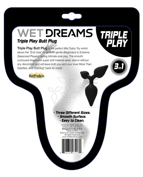 Thumbnail for Wet Dreams Triple Play Anal Plug - Black
