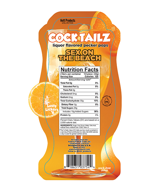 Thumbnail for Cock Tailz Liquor Flavored Pecker Pops - Sex on the Beach Orange/White Stripe