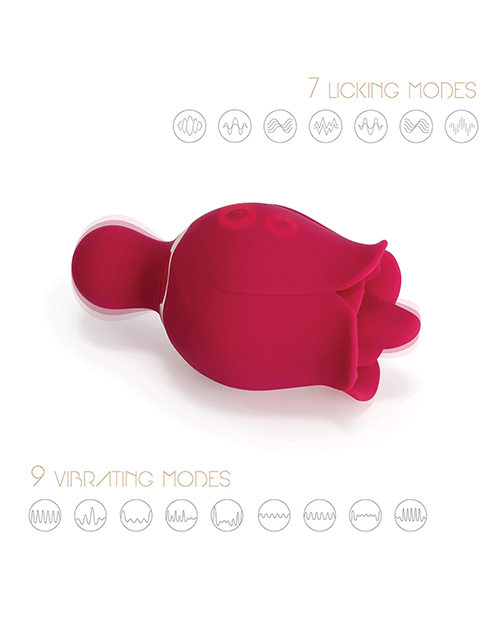 Thumbnail for Sylvia Tongue Licking Rose Vibrator - Red