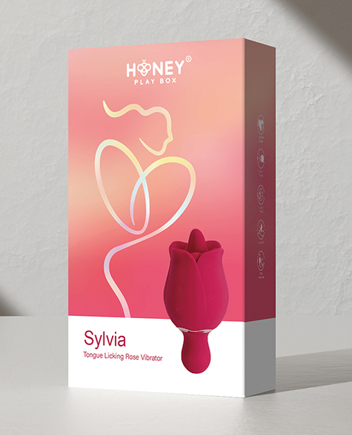 Thumbnail for Sylvia Tongue Licking Rose Vibrator - Red