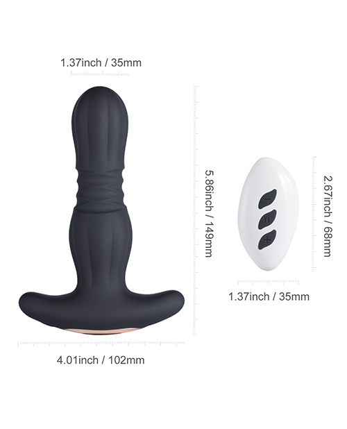 Thumbnail for Agas Thrusting Butt Plug w/Remote Control - Black