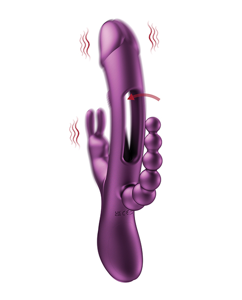 Thumbnail for Trilux Kinky Finger Rabbit Vibrator w/Anal Beads - Purple