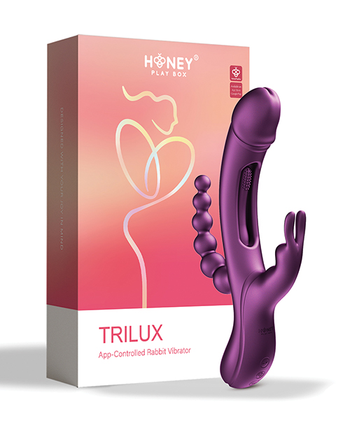 Thumbnail for Trilux Kinky Finger Rabbit Vibrator w/Anal Beads - Purple