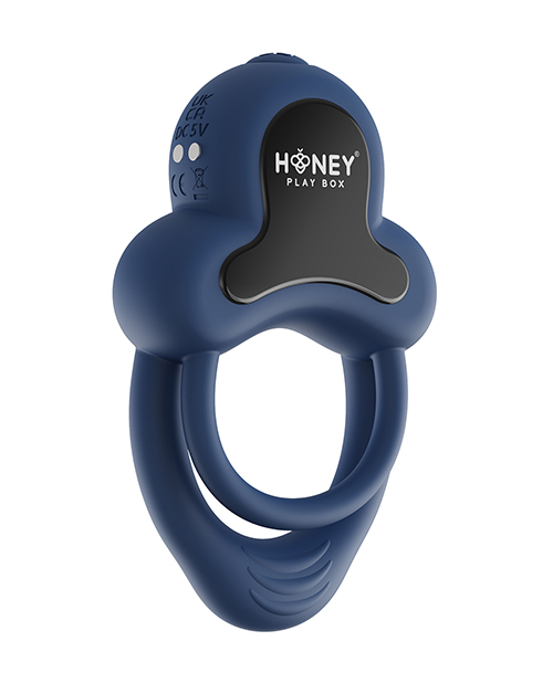 Thumbnail for Anello Vibrating Double Cock Ring w/Clitoral Stimulator - Blue