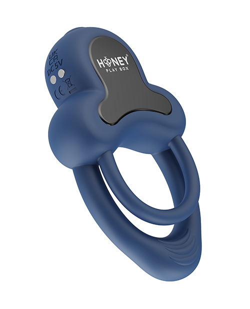 Thumbnail for Anello Vibrating Double Cock Ring w/Clitoral Stimulator - Blue