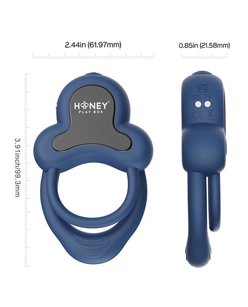 Thumbnail for Anello Vibrating Double Cock Ring w/Clitoral Stimulator - Blue