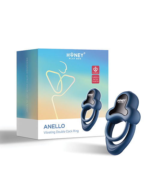 Thumbnail for Anello Vibrating Double Cock Ring w/Clitoral Stimulator - Blue