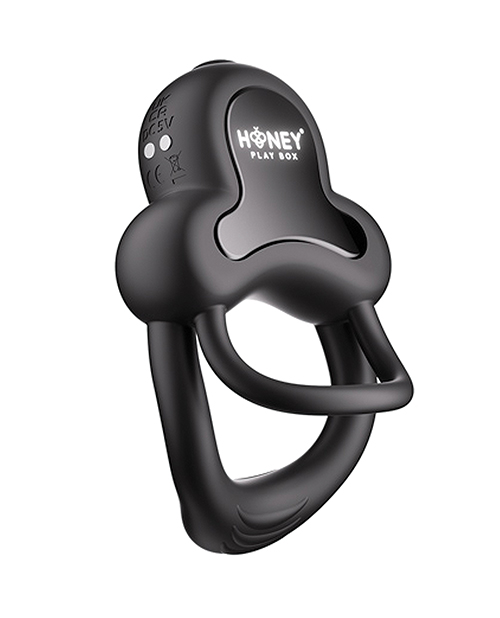 Thumbnail for Anello Vibrating Double Cock Ring w/Clitoral Stimulator - Black