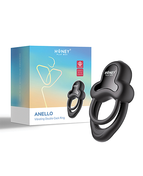 Thumbnail for Anello Vibrating Double Cock Ring w/Clitoral Stimulator - Black