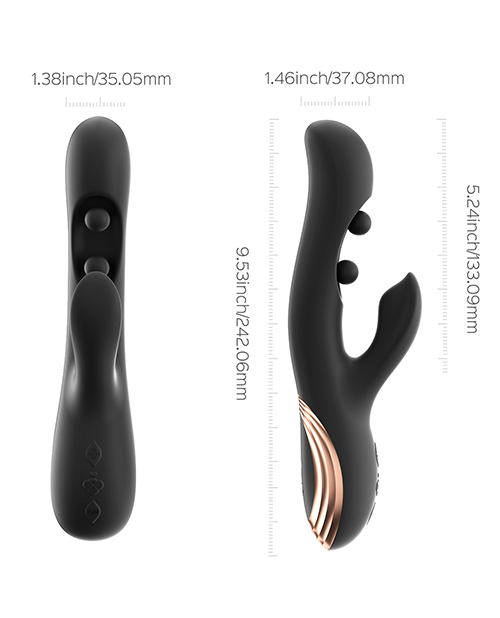 Thumbnail for GEM Twin Balls Rabbit Vibrator - Black