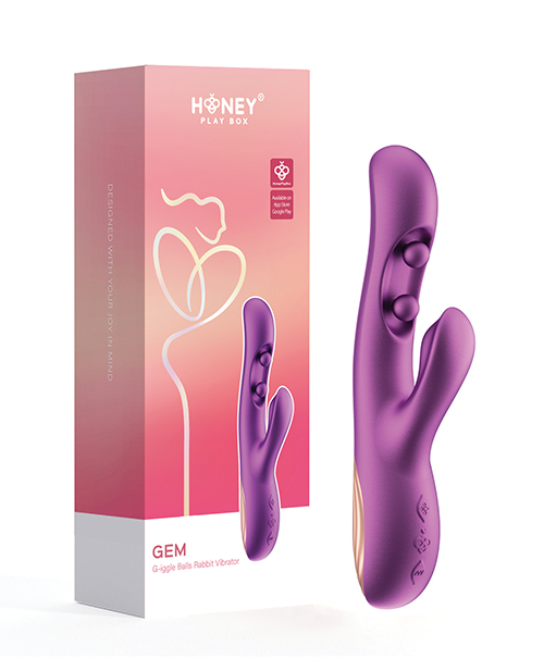 Thumbnail for GEM Twin Balls Rabbit Vibrator - Purple