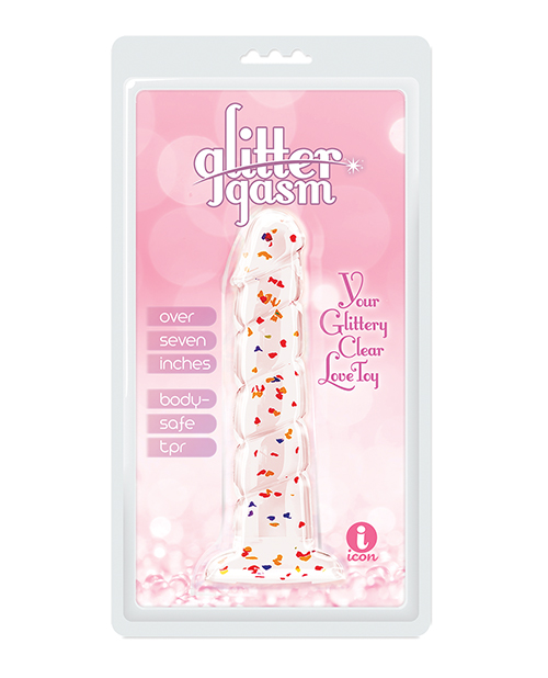 Glittergasm 7.5&quot; Swirls Dildo - Red/Gold/Orange