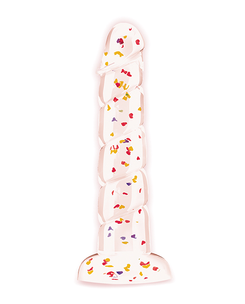 Thumbnail for Glittergasm 7.5&quot; Swirls Dildo - Red/Gold/Orange