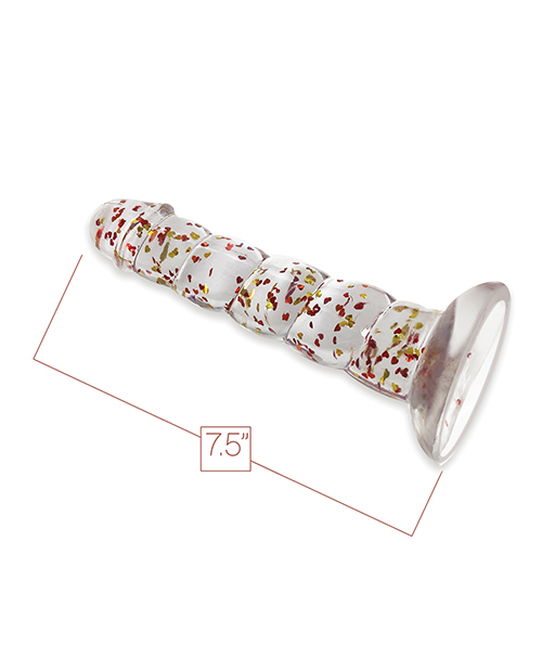 Thumbnail for Glittergasm 7.5&quot; Swirls Dildo - Red/Gold/Orange