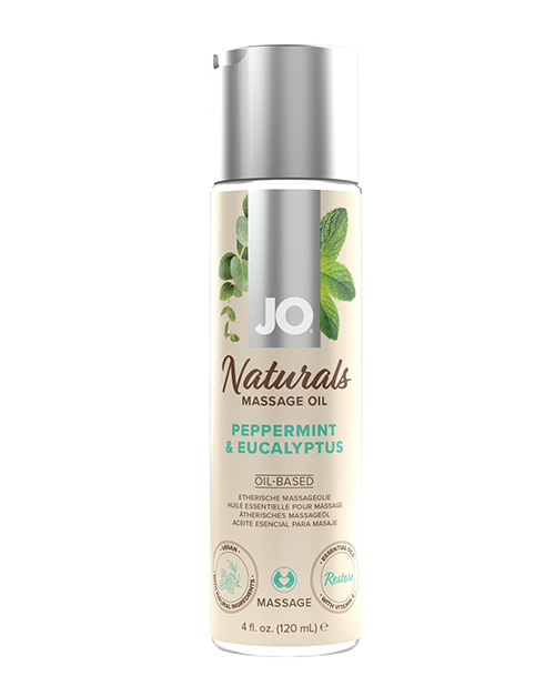 JO Naturals Massage Oil - Peppermint &amp; Eucalyptus 4 oz Bottle