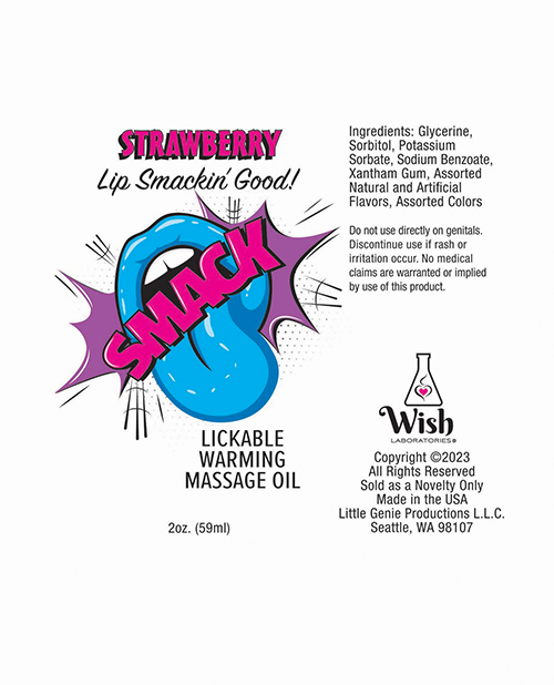 Thumbnail for Smack Warming Massage Oil - 2 oz Strawberry