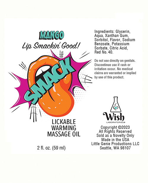 Thumbnail for Smack Lickable Warming Massage Oil - Mango 2 oz