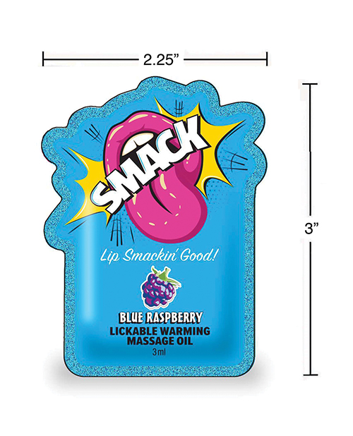 Thumbnail for Smack Lickable Warming Massage Oil - Blue Raspberry 3 ml pouch