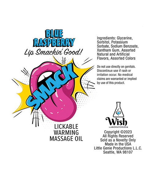 Thumbnail for Smack Lickable Warming Massage Oil - Blue Raspberry 3 ml pouch