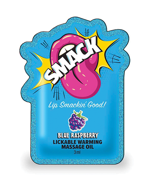 Thumbnail for Smack Lickable Warming Massage Oil - Blue Raspberry 3 ml pouch - 36 pc Display