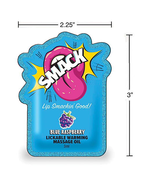 Thumbnail for Smack Lickable Warming Massage Oil - Blue Raspberry 3 ml pouch - 36 pc Display