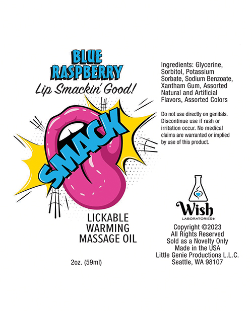Thumbnail for Smack Lickable Warming Massage Oil - Blue Raspberry 3 ml pouch - 36 pc Display