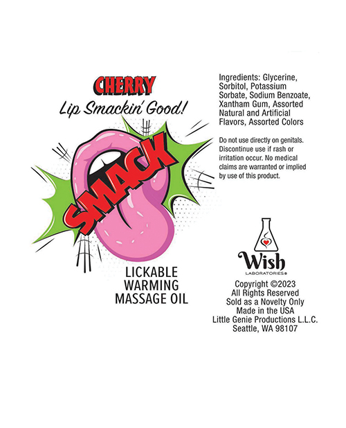 Thumbnail for Smack Lickable Warming Massage Oil - Cherry 3 ml pouch