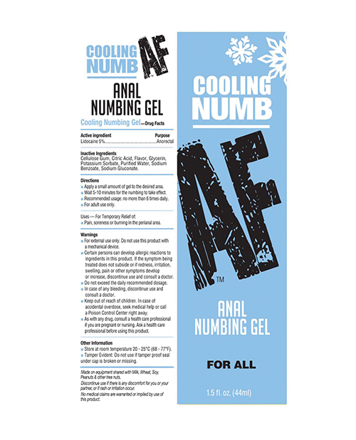 Thumbnail for Numb AF Anal Numbing Gel - Cooling 1.5 oz