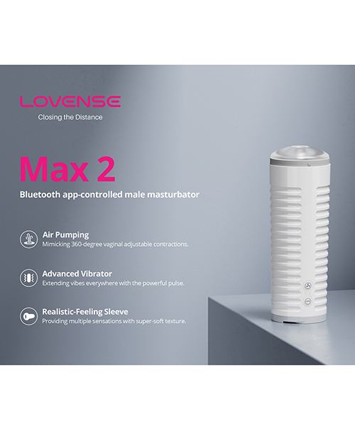 Thumbnail for Lovense Max 2 Rechargeable Male Masturbator w/White Case - Clear Sleeve