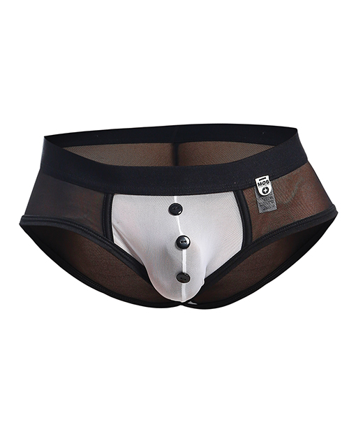 Thumbnail for Male Basics MOB Maitre D Brief, Bow &amp; French Cuffs Black/White SM