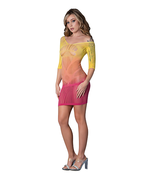 Thumbnail for Seamless Ombre Half Sleeve Dress - Sunset Ombre O/S