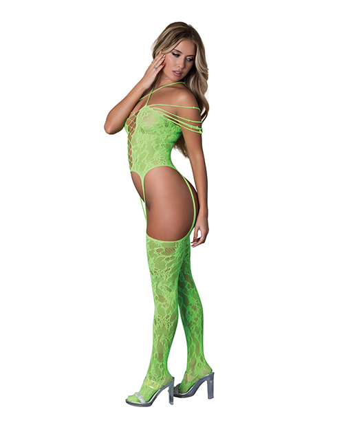 Thumbnail for Seamless Strappy Body Stocking - Neon Green O/S