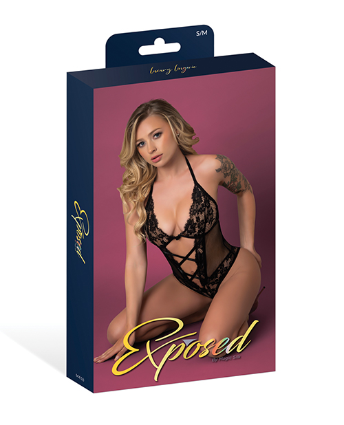 Thumbnail for Black Cherry Halter Teddy - Black S/M