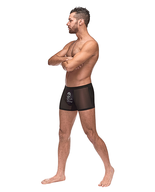 Thumbnail for Private Screening Micro Mesh &amp; Modal Skull Pouch Short Black SM